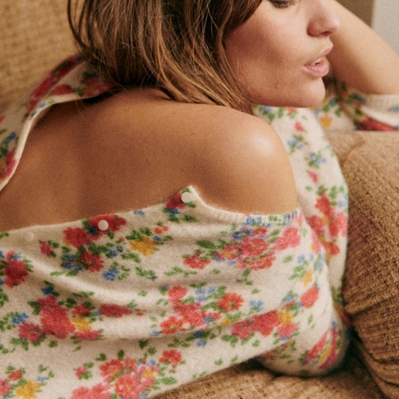 Sezane Sweaters - Sezane Juno Wool and Kid Mohair Secret Garden Floral Print Cardigan